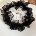 White Oversized Scrunchie With Black Lace Edge And Gallery Black Version view 6