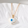 Gold Tone Heart Resin Evil Eye Pendant Necklaces in Seven Colors view 10
