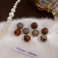 Taupe Amber Resin Drop Earrings Irregular Double Bead view 1