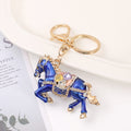 Enamel Rhinestone Horse Keychain Gold Clasp Wine Blue Black view 3