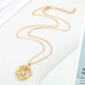 Crystal Crescent Leaf Wreath Pendant Necklaces in Gold or Silver Tone view 4