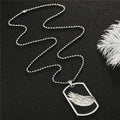 Silver Tone Black Dog Tag Pendant Necklace with Raised Wing Detail view 5