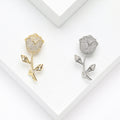 Long Stem Crystal Rose Brooch in Gold or Silver Tone view 4