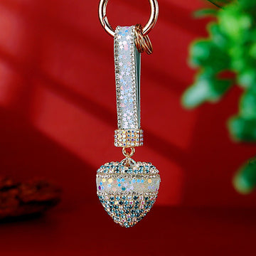 Crystal Heart Keychains with Rhinestone Straps in 12 Designs