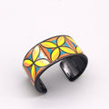 Wide Floral Print Acrylic Open Cuff Bracelets in Three Colors view 3