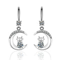 Silver Tone Crescent and Calf Drop Earrings in Three Stone Colors view 7