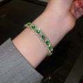 Open Cuff Crystal Bangles Green Pink Red Gold Silver view 12
