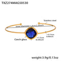 Gold Thin Open Bangle Cushion Czech Glass Center Stone view 6