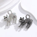 Silver Tone Cat Crystal Two Designs Metal Brooch Pin view 4