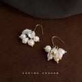 Gold Hook Mixed White Baroque Pearl Cluster Earrings view 4