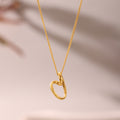 Gold Open Wire Heart Pendant Stainless Steel Chain Necklace view 4