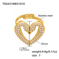 Gold Double Swan Open Heart Zircon Necklace Bracelet Earrings Ring view 9