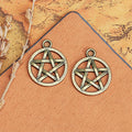 Vintage 16mm Double-Sided Star Circle Alloy Charm Pendant