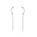 Silver Arc Hoop Double Chain Extra Long Dangle Earrings view 5