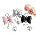 Metallic PU Leather Bow Charm With Dangling Heart Pendants view 5