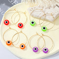 Gold Thin Hoop Evil Eye Acrylic Bead Earrings Nine Colors view 5