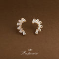 Gold-Tone Baguette CZ C-Curve Climber Stud Earrings Pair view 4