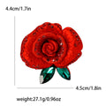 Layered Enamel Rose Brooch in Red or Gold with Green Leaves view 6
