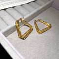 Gold Tone Open Trapezoid Geometric Hoop Earrings Jewelry Accessory view 6