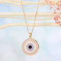 Gold Tone Layered Enamel Evil Eye Pendant Necklaces in Seven Designs view 4