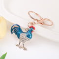 Rhinestone Rooster Keychain Metal Charm with Cord Options view 3