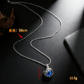 Silver Tone Dragon Frame Blue Evil Eye Pendant Necklace view 4