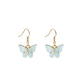 Aqua and White Shell Look Butterfly Long Hook Earrings view 5
