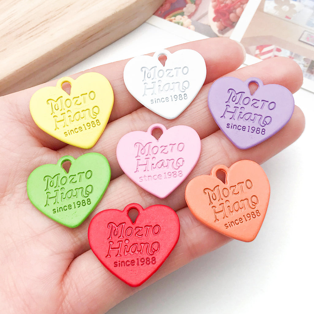 Color Enamel Zinc Alloy Peach Heart Letter Double Sided Charm Pendant for DIY Necklace Keychain Making