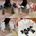 Bow and Beaded Tassel Drop Earrings in Three Colorways view 1