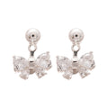 Crystal Bow Stud Earrings with Detachable Back Drop Detail view 5