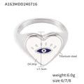 Heart Evil Eye Signet Ring Enamel Titanium Steel Gold Steel view 6