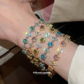 Hexagon Crystal Flower Link Bracelets Five Color Options view 1