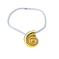 Spiral Shell Pendant Cord Necklace with Polished Metal Tone Details view 5