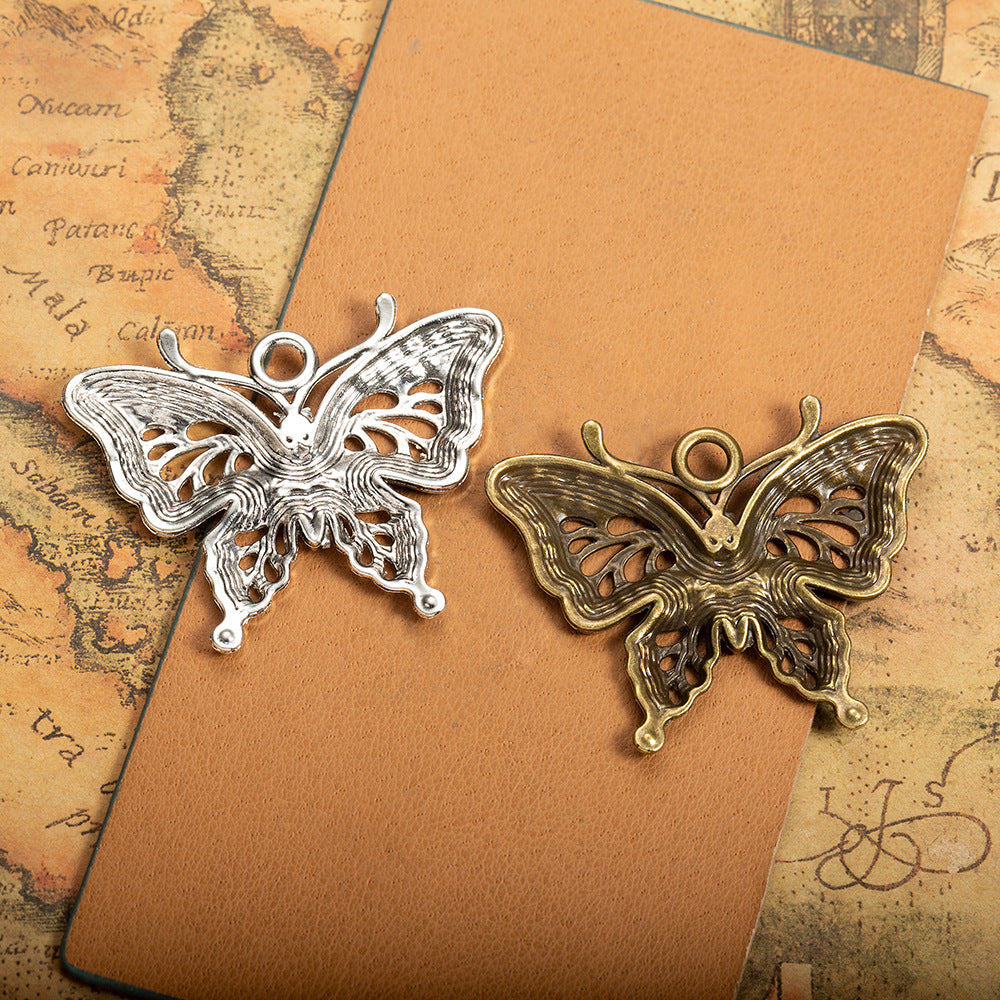 55x43mm Hollow Alloy Butterfly Charm Pendant for Keychain or Necklace