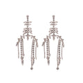 Silver Tone Crystal Bow and Fringe Stud Earrings Jewelry view 5
