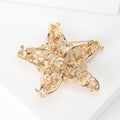 Gold Tone Filigree Starfish Brooch Red Green Crystal Pin view 3