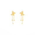 Butterfly Fine Chain Tassel Stud Earrings in Gold and Silver view 5