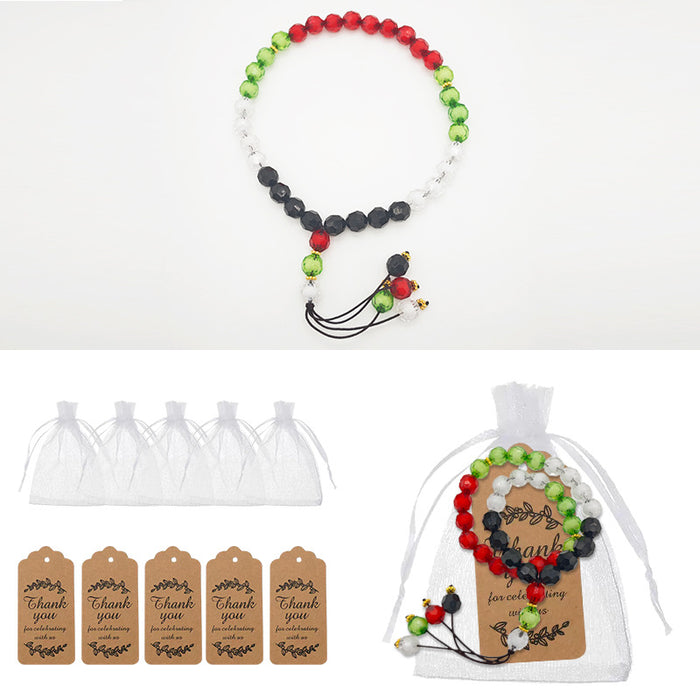 Red Green Clear And Black Faceted Acrylic Tasbih Prayer Beads