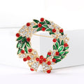 Christmas Wreath Bow Brooch with Polished Metal and Decorative Accents view 2