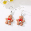 Silver Tone Colorful Gingerbread Figure Resin Hook Earrings view 7