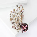 Purple Crystal Vine Branch Brooch Gold Rhinestone Floral Pin view 2