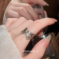 Rose Gold Filigree Butterfly Open Ring Clear Crystals view 3