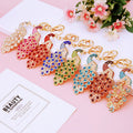 Jeweled Peacock Keychain with Blue Enamel and Multicolor Crystal Tail view 2