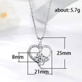 Silver Tone Double Heart Pendant Necklace With Clear Stones view 5