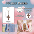 Brown Wood Jesus Cutout Cross Keychain Metal Split Ring view 4