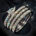 White Gold Pear Multi Band Wrap Crystal Ring Sizes 6-10 view 2