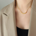 Gold Steel Arc And Irregular Bar Pendant Snake Necklaces view 7