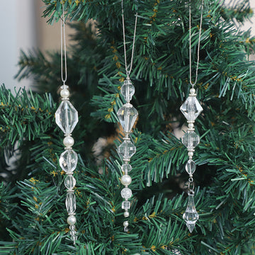 Clear Crystal Bead Drop Christmas Tree Hanging Ornament