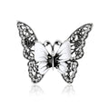 Enamel Butterfly Brooch Filigree Wings Rhinestone Frame Pin view 2