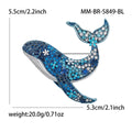 Jeweled Whale Brooch in Blue Pink and Green Jacket and Scarf Accessory view 6